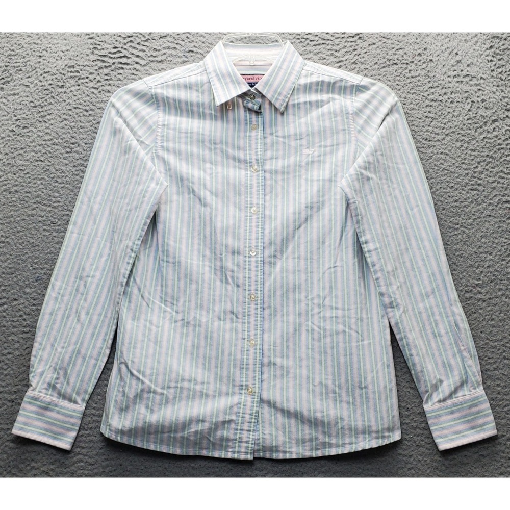 Vineyard Vines Shirt Womens 4 Multi-Striped Classic Fit Long Sleeve Button Down